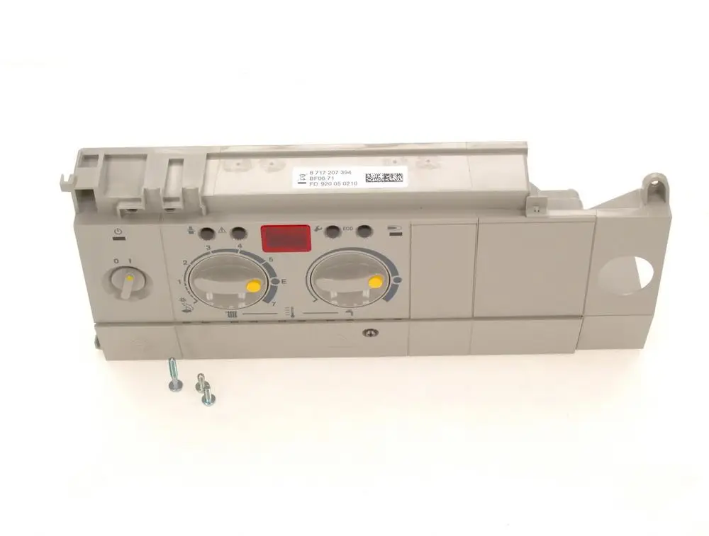 Steuergerät der Marke Bosch mit Drehreglern und LED-Anzeige. Enthält mehrere Einstellungsmöglichkeiten, montierbar an der vorgesehenen Position.